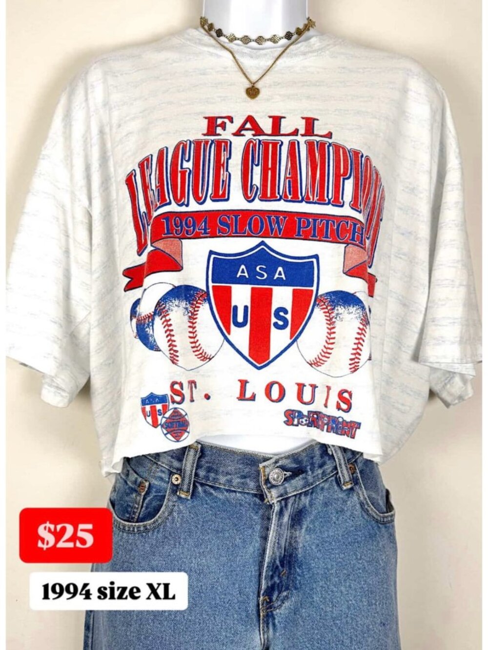 Vintage St. Louis Cropped Baseball Tee Size XL